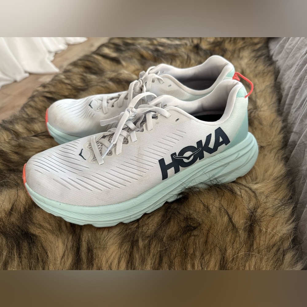 Hoka Women's Athletic Shoes - White and Mint - Picture 2 of 7